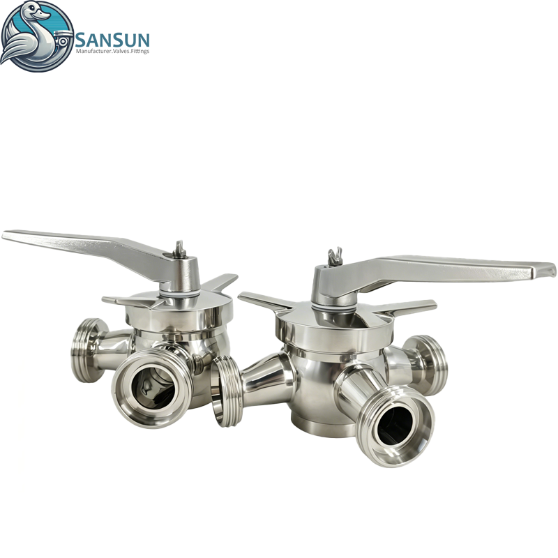 Food-Grade Sanitary Stainless Steel Manual 3-Way Threaded End Plug Valve
