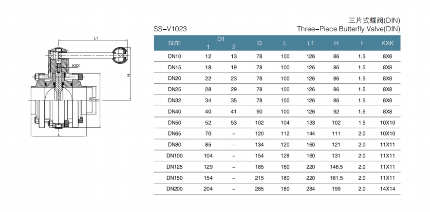 male nut butterfly valve