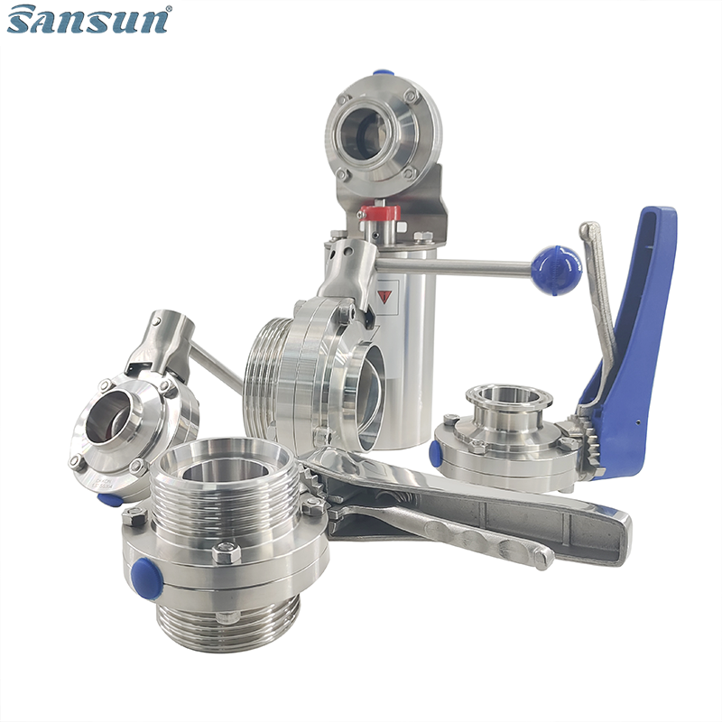 Food Grade Male Thread Butterfly Valve With Muti-position Handle