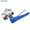 Sanitary Manual Male / Nut union 12 Position Plastic Muti-Position Handle Butterfly Valve