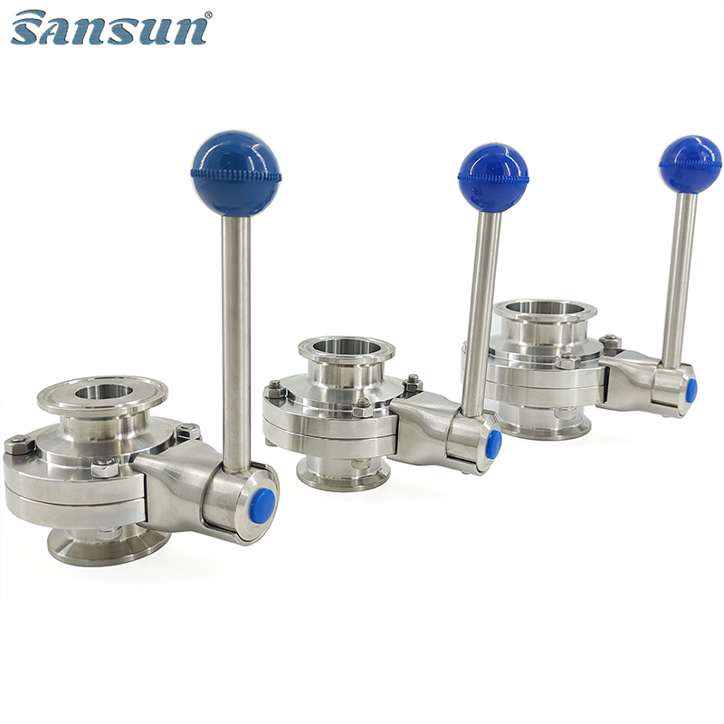 DIN Sanitary Stainless Steel Tie rod Clamp Butterfly Valve