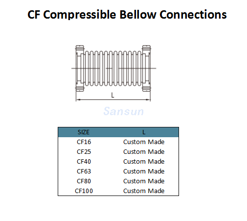 Stainless Steel KF Vacuum flexible Bellows with ISO KF CF flange