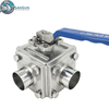 Full-bore Three-way Non-retention Ball Valve for Sanitary Stainless Steel