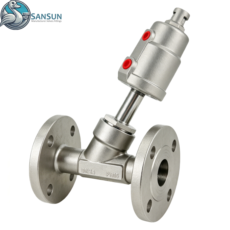 Stainless Steel Sanitary Pneumatic Flange Angle Seat Valve