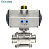 Clamped Pneumatic Actuator Three Piece Ball Valve