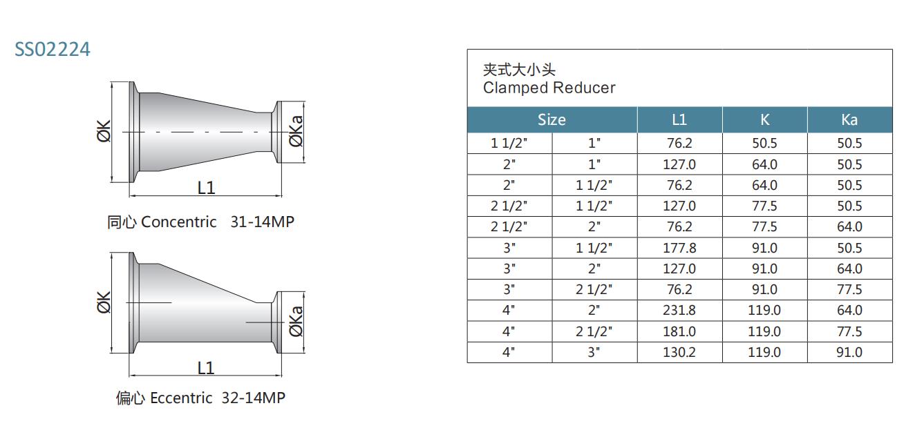 drawing of 3A clamp reducer