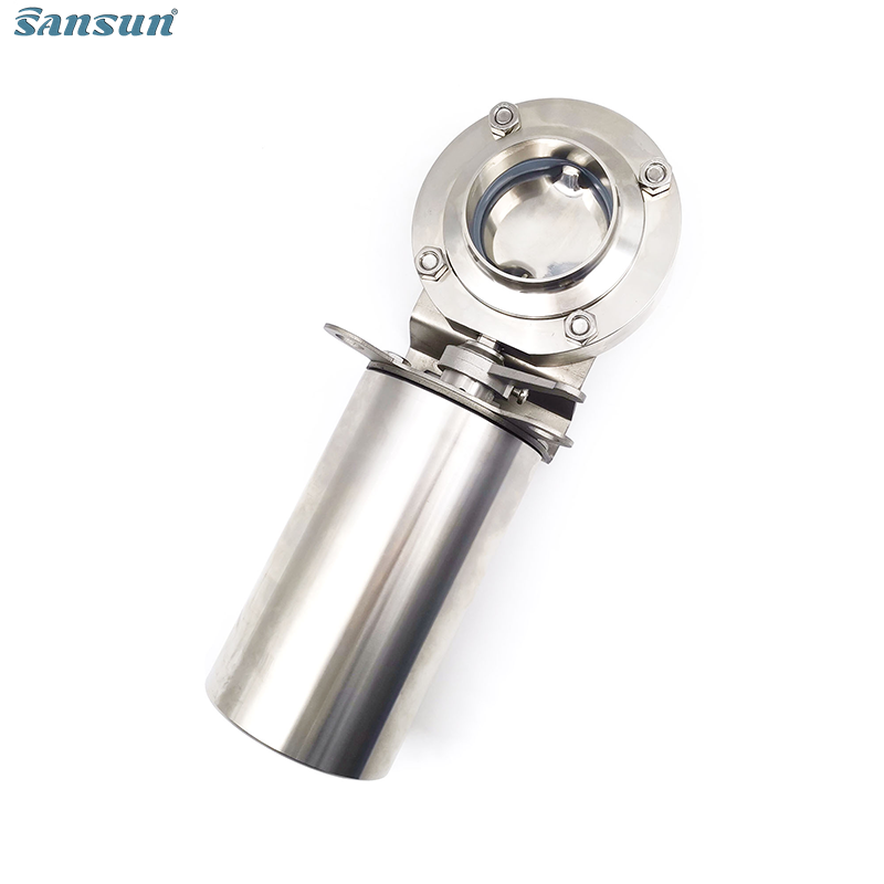 Food Grade Pneumatic Actuator Weld Ends Butterfly Valve