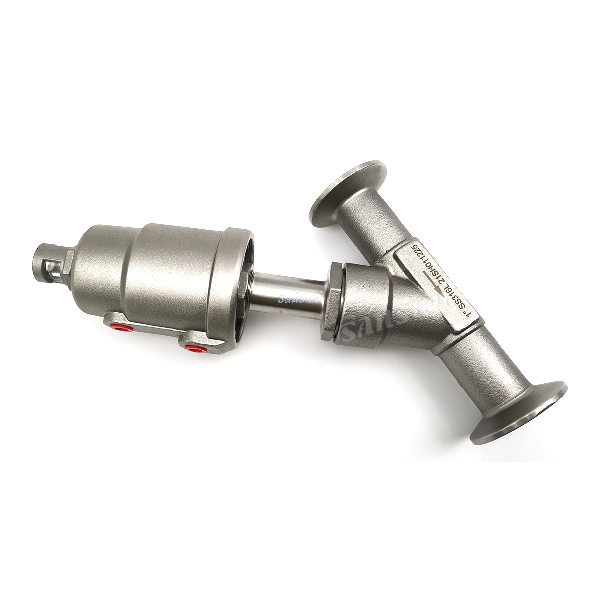 Clamp Pneumatic Angle Seat Control Valve stainless steel actuator