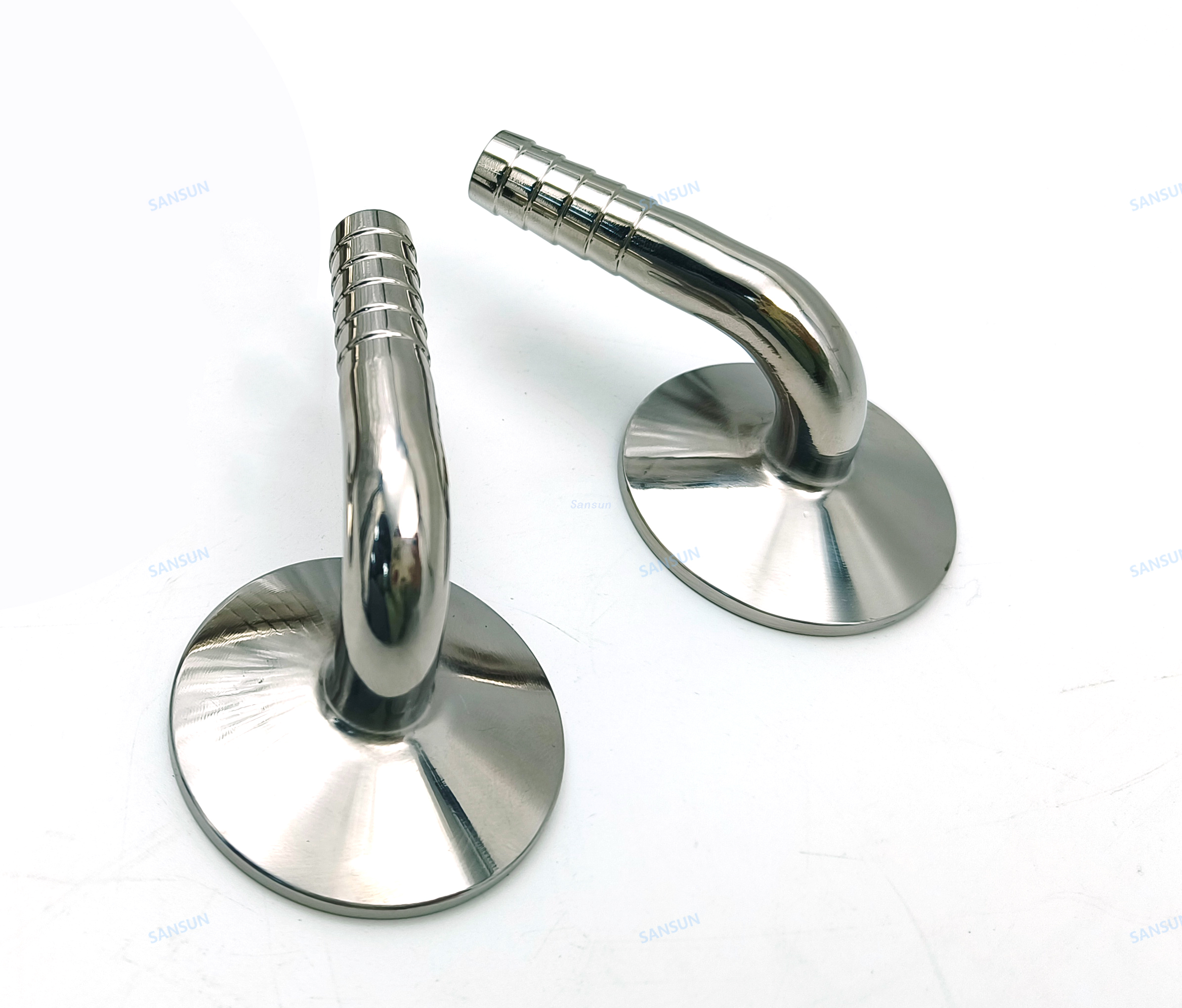 1.5" Tri Clamp x 3/8" Hose Barb with 90 Degree Bend