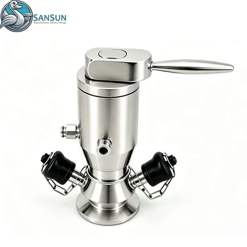 316L Sanitary Pneumatic Tri-Clamp Aseptic Sampling Valve with Hand Lever 
