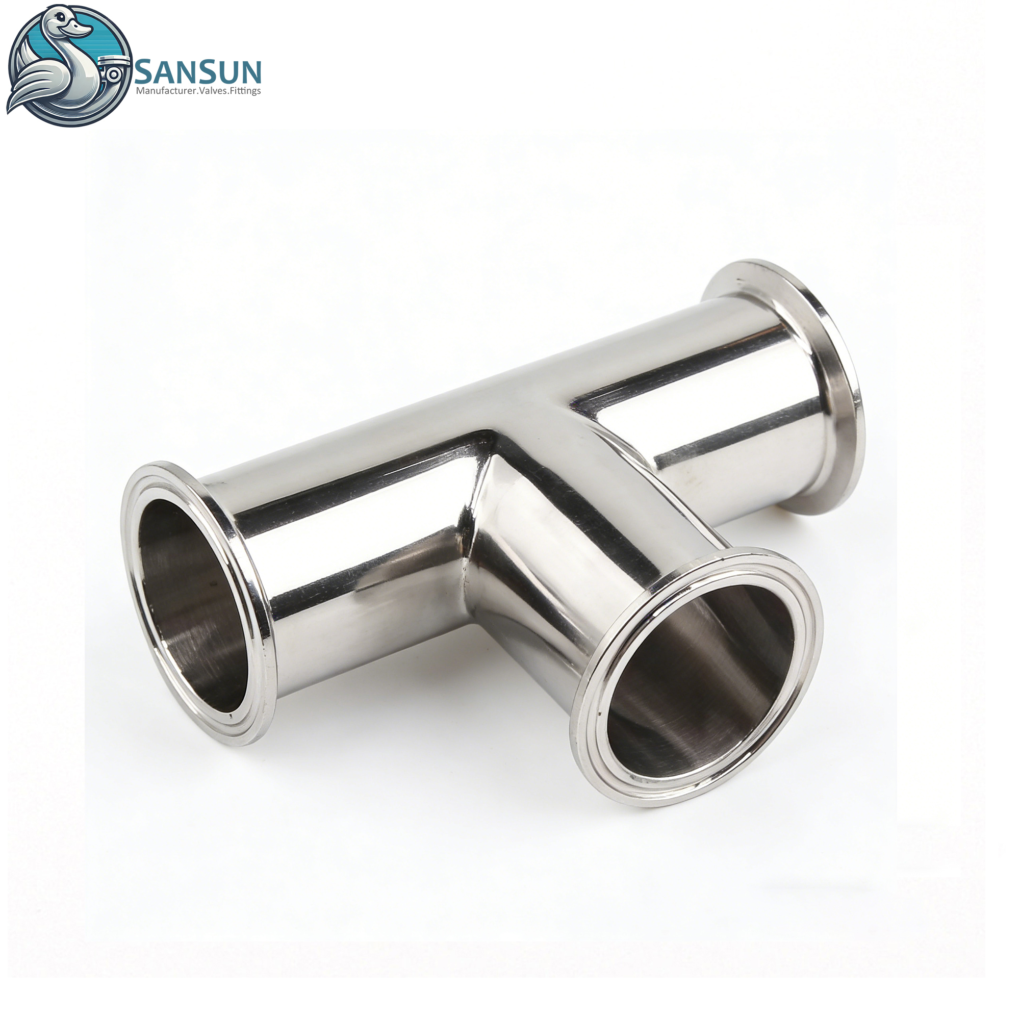 Sanitary Clamped Stainless Steel Tee for Liquid Cooling System