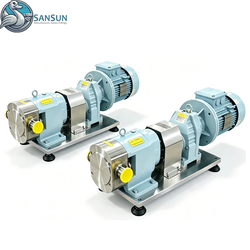 Sanitary Stainless Steel Weld/Clamp Displacement Rotary Lobe Pump with Gear Reduce Motor