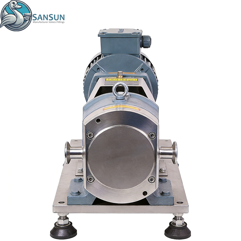 Sanitary Stainless Steel Weld/Clamp Displacement Rotary Lobe Pump with Gear Reduce Motor