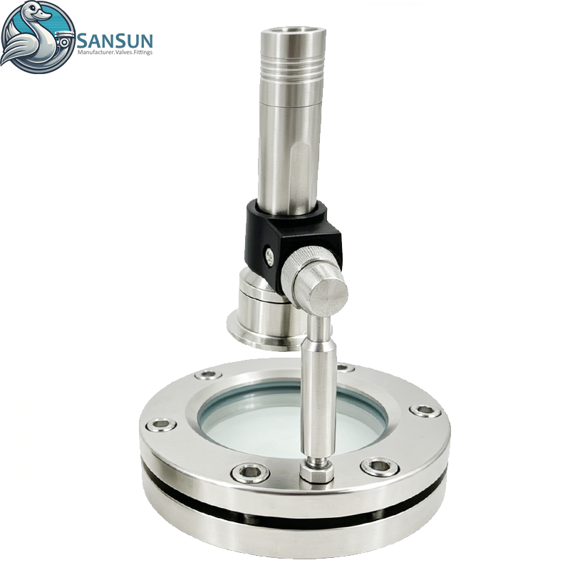 316L Stainless Steel Flanged Sight Glass with Integrated Rechargeable Light