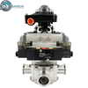 3A Sanitary Tri-Clamp Full Bore 3-Way Ball Valve with Double Acting Aluminum Pneumatic Actuator for Data Center Liquid Cooling