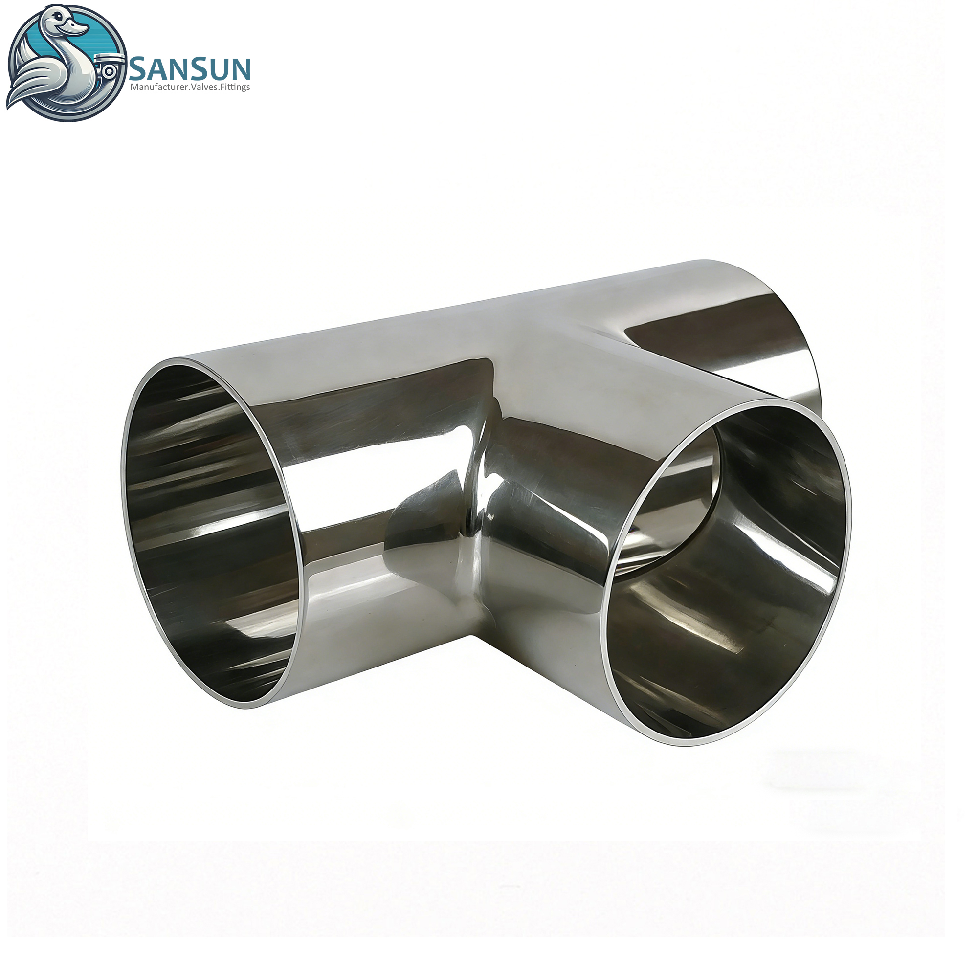 Butt‑Weld Stainless Steel Tee for Liquid Cooling System