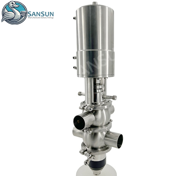 Sanitary Stainless Steel Double Seat Mixproof Valve For Dairy Beverage Pharmaceutical Industry