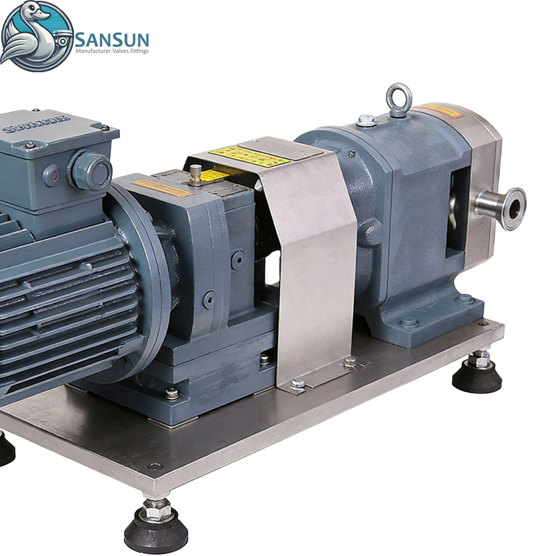 Sanitary Stainless Steel Weld/Clamp Displacement Rotary Lobe Pump with Gear Reduce Motor