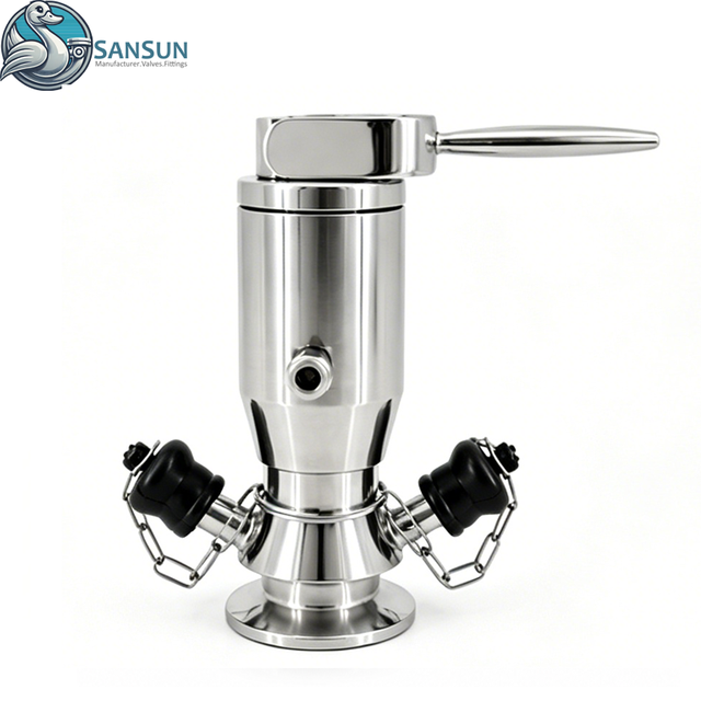316L Sanitary Pneumatic Tri-Clamp Aseptic Sampling Valve with Hand Lever 