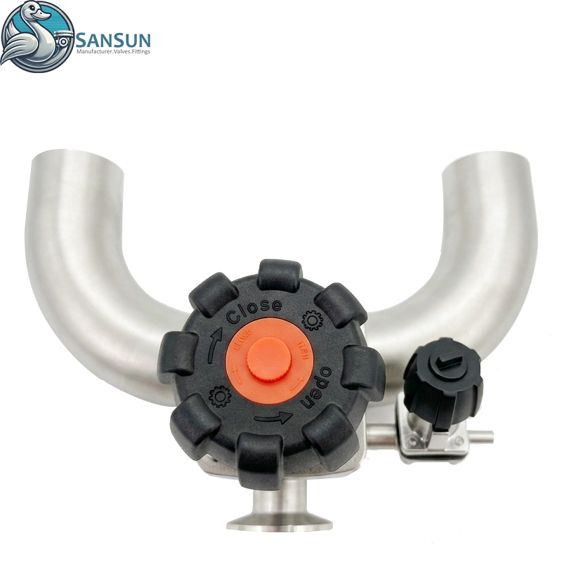 316L U Type Three Way Forged Diaphragm Valve with Aseptic Sampling