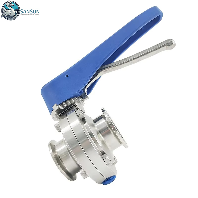Multi Position Plastic Handle Tri Clamp Butterfly Valve Stainless Steel For AI Data Center Liquid Cooling CDU Pipeline SANSUN