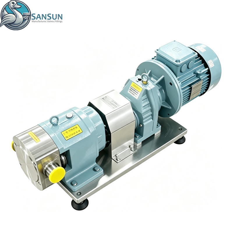 Sanitary Stainless Steel Weld/Clamp Displacement Rotary Lobe Pump with Gear Reduce Motor