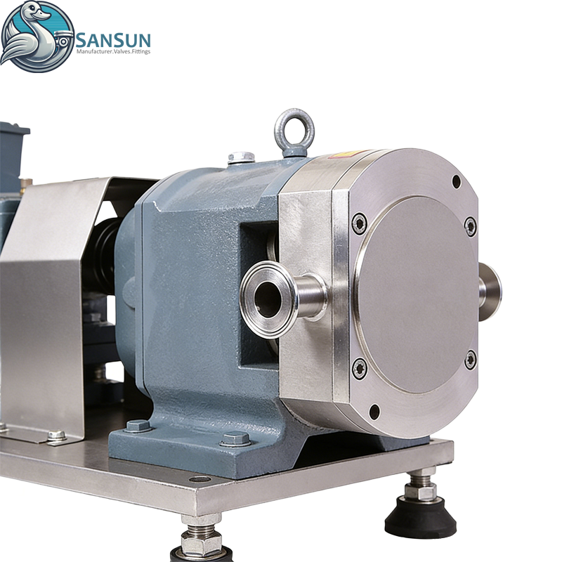Sanitary Stainless Steel Weld/Clamp Displacement Rotary Lobe Pump with Gear Reduce Motor