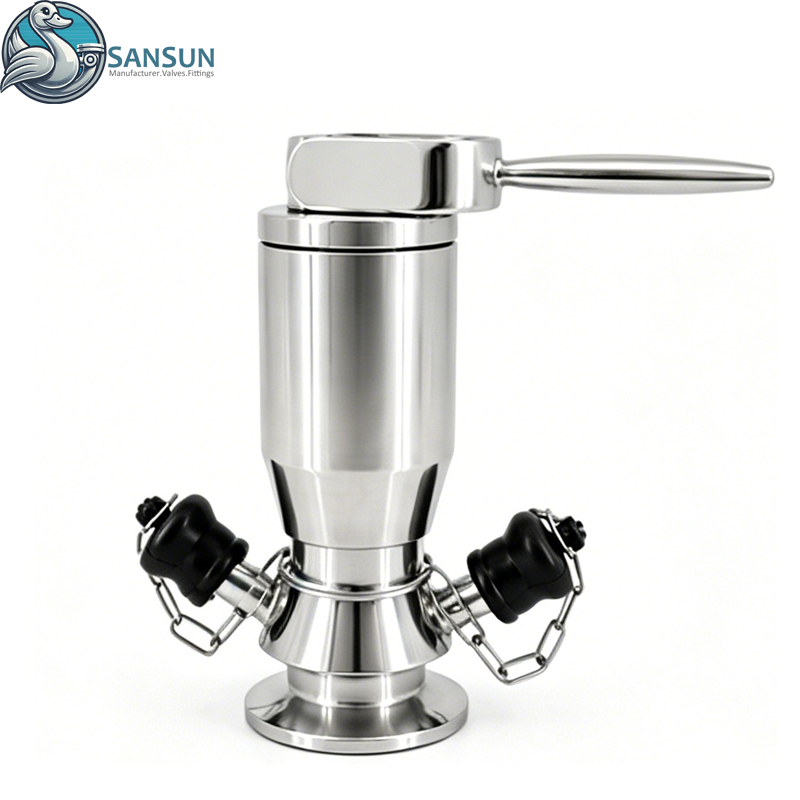 316L Sanitary Pneumatic Tri-Clamp Aseptic Sampling Valve with Hand Lever 