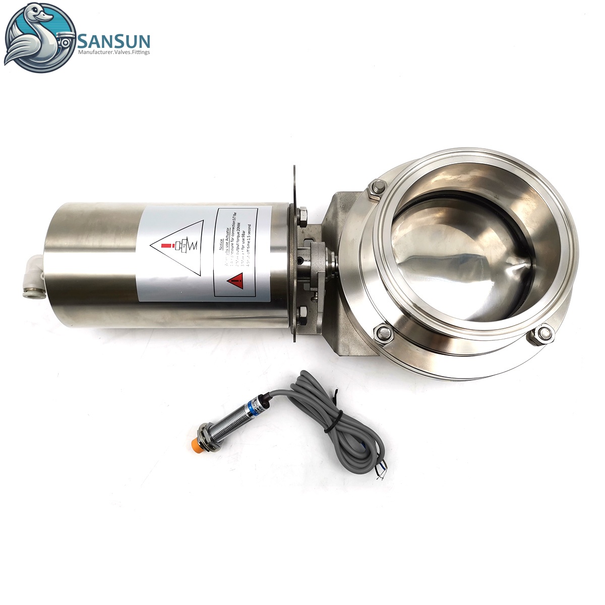 Sanitary Pneumatic Actuator Clamp Water Butterfly Valve Food Grade Stainless Steel 304 316L