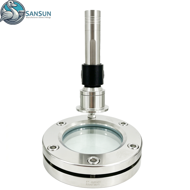 316L Stainless Steel Flanged Sight Glass with Integrated Rechargeable Light