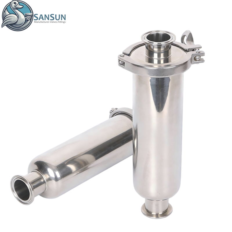 Sansun Stainless Steel Tri Clamp Straight Strainer For AI Data Center CDU Liquid Cooling Pipeline