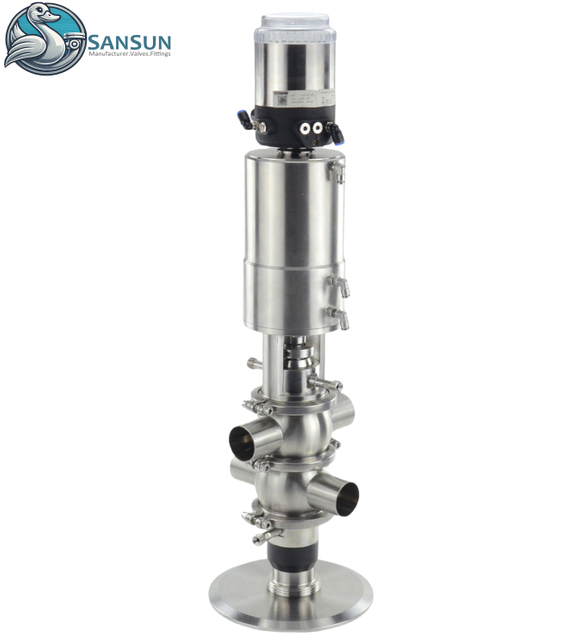 Sanitary Stainless Steel Double Seat Mixproof Valve For Dairy Beverage Pharmaceutical Industry