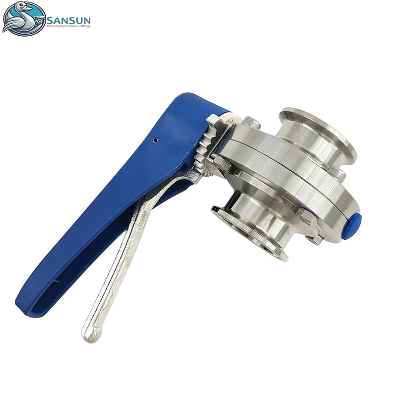 Multi Position Plastic Handle Tri Clamp Butterfly Valve Stainless Steel For AI Data Center Liquid Cooling CDU Pipeline SANSUN