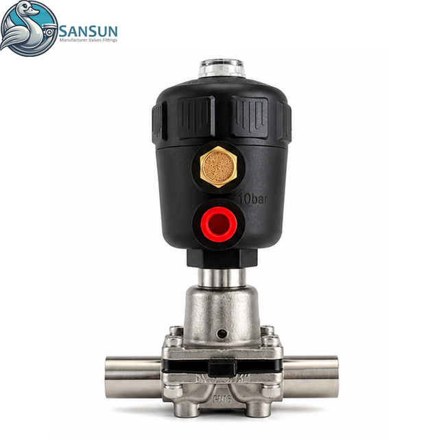 316L Sanitary Pneumatic Welded Diaphragm Valve with Plastic Actuator