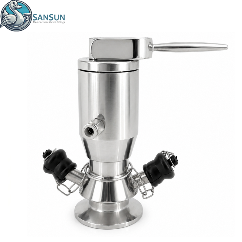 316L Sanitary Pneumatic Tri-Clamp Aseptic Sampling Valve with Hand Lever 