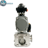 316L Stainless Steel 3A Sanitary Full Bore Tri-Clamp 3-Way Ball Valve Single Acting with Actuator