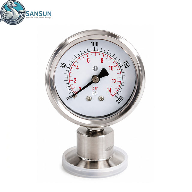 316L Food Grade Sanitary Tri-Clamp Diaphragm Pressure Gauge