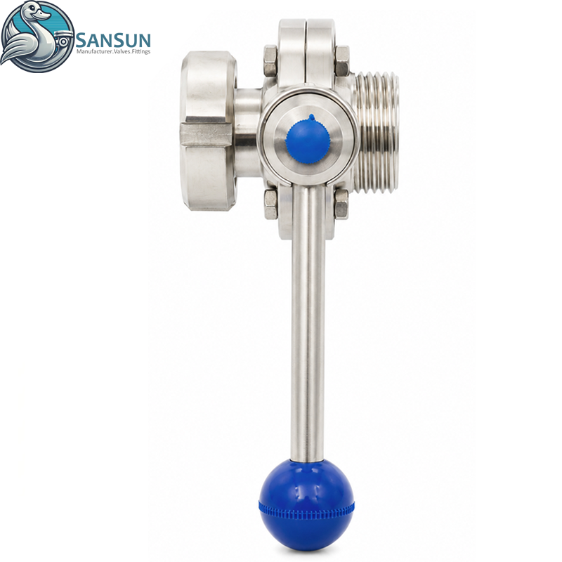 316L Sanitary Male Nut Butterfly Valve for Data Center Liquid Cooling