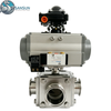 316L Stainless Steel 3A Sanitary Full Bore Tri-Clamp 3-Way Ball Valve Single Acting with Actuator