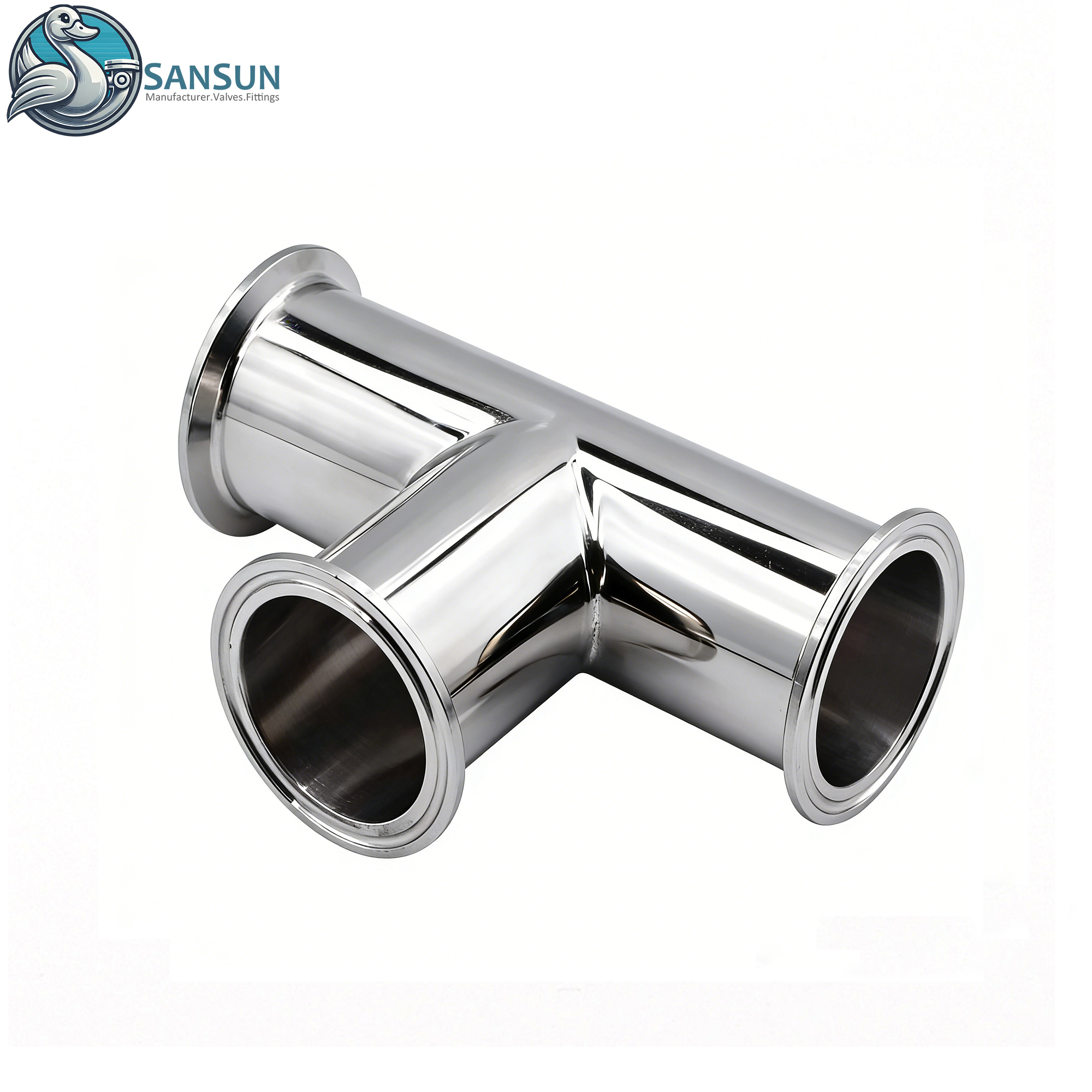 Sanitary Clamped Stainless Steel Tee for Liquid Cooling System