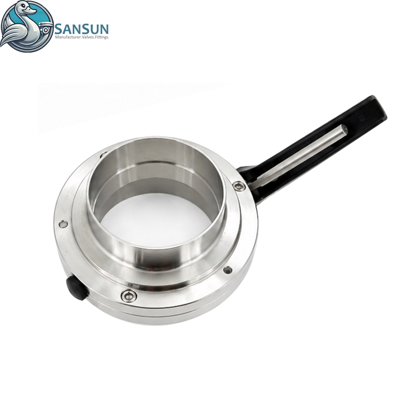 316L Sanitary Welded Butterfly Valve with Black Trigger Handle