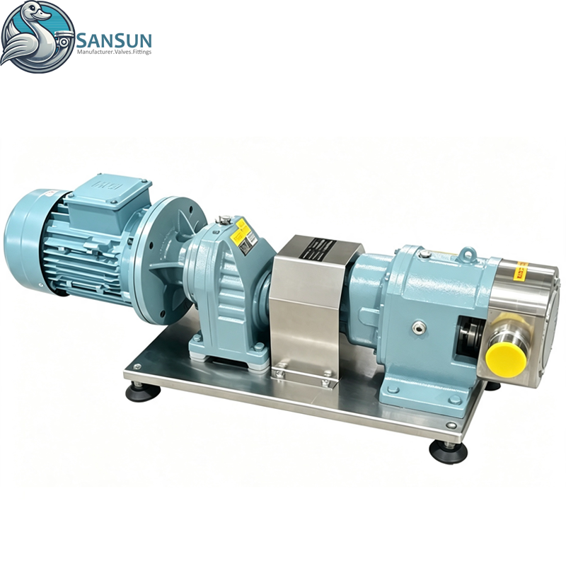 Sanitary Stainless Steel Weld/Clamp Displacement Rotary Lobe Pump with Gear Reduce Motor