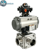316L Stainless Steel 3A Sanitary Full Bore Tri-Clamp 3-Way Ball Valve Single Acting with Actuator