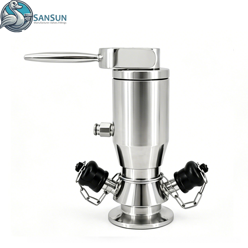 316L Sanitary Pneumatic Tri-Clamp Aseptic Sampling Valve with Hand Lever 