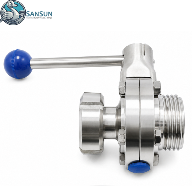 316L Sanitary Male Nut Butterfly Valve for Data Center Liquid Cooling